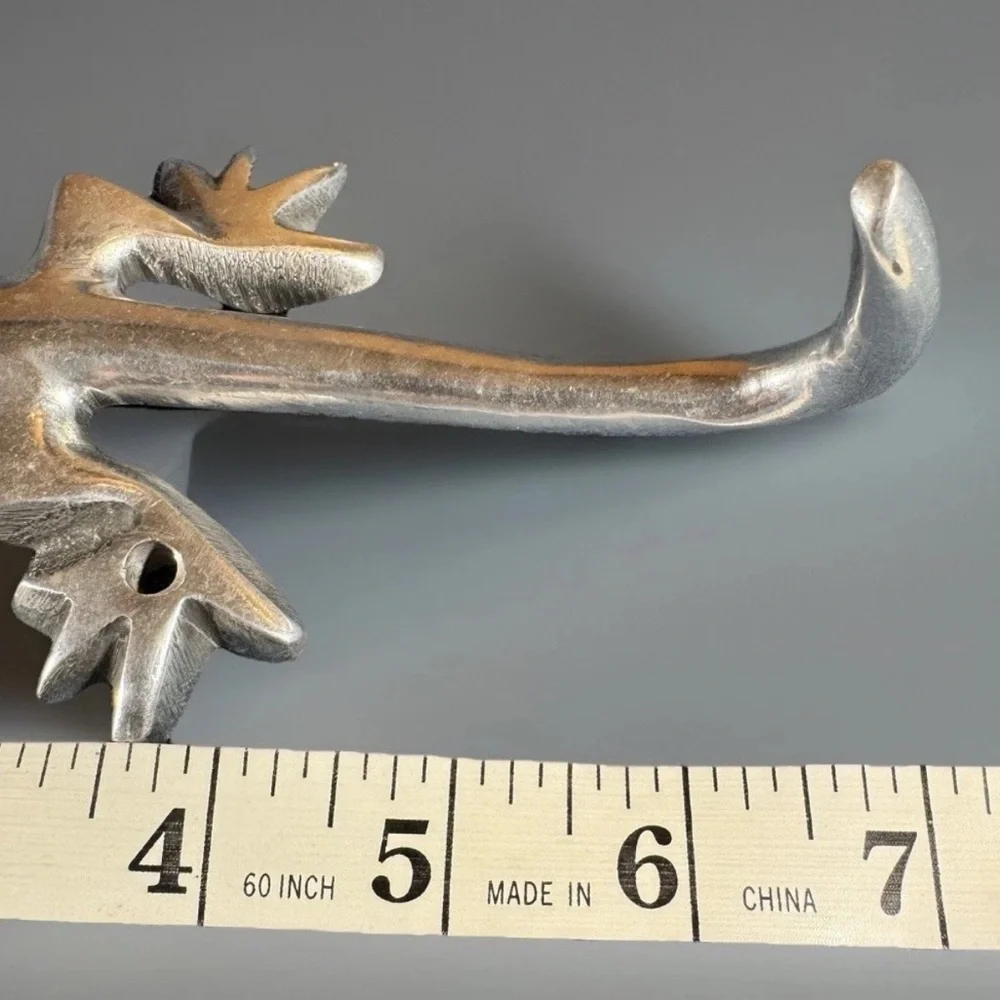 Set of 3 Aluminum GECKO LIZARD Wall Hooks Tail Hangs Plants Keys Coats Hats 7